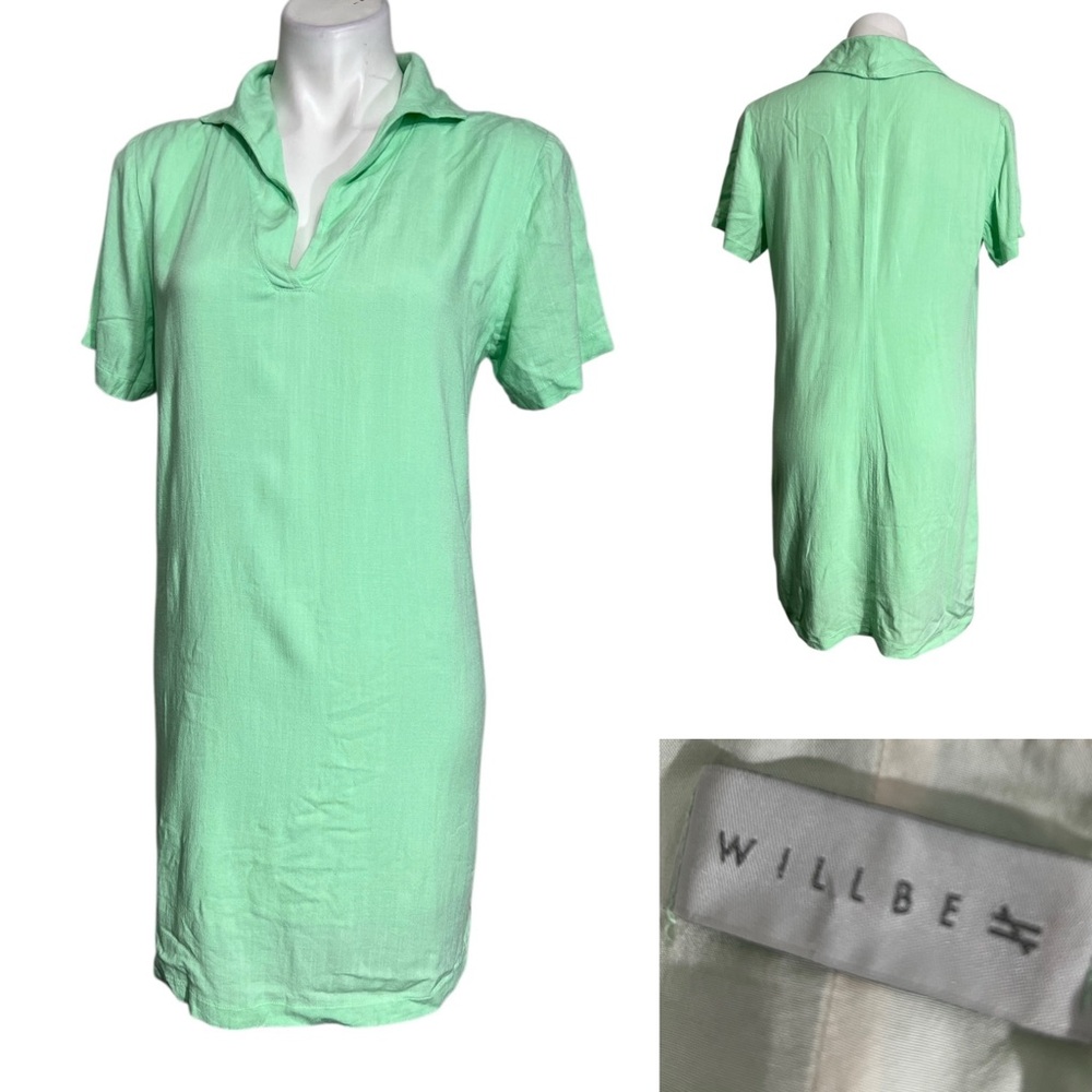 WillBe shirt dress sz L Mint Green Short Sleeve casual preppy spring